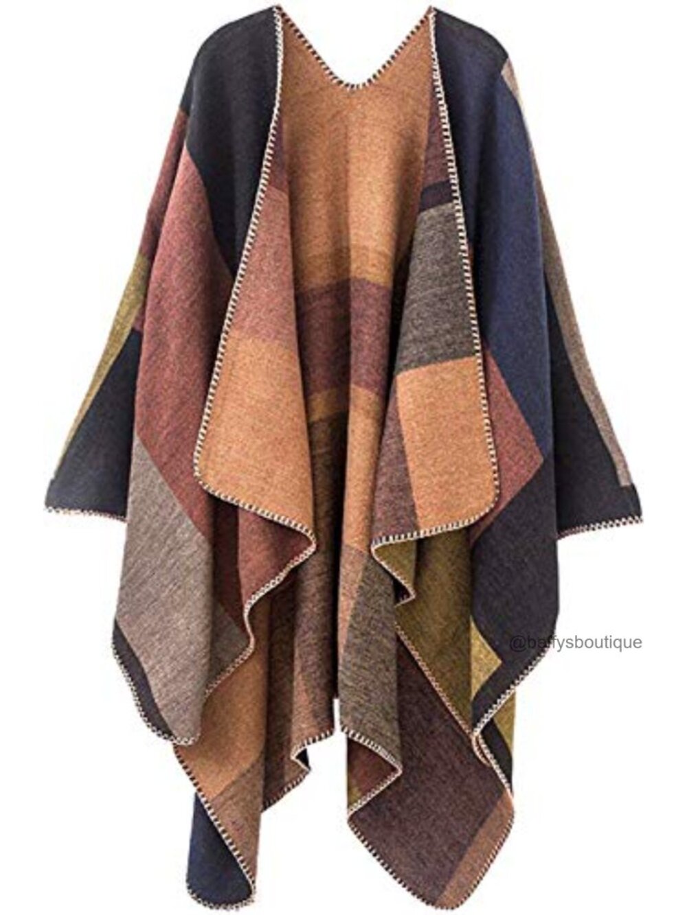 Knitted Open Front Poncho Wrap Shawl Cape Blanket Cardigan